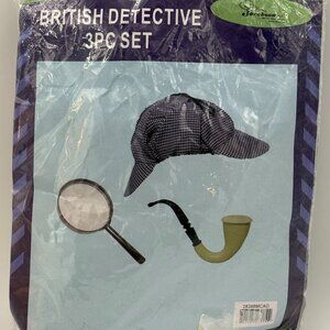 British Detective 3PC Costume Set by Jacobson – Hat Pipe Magnifier – Unused